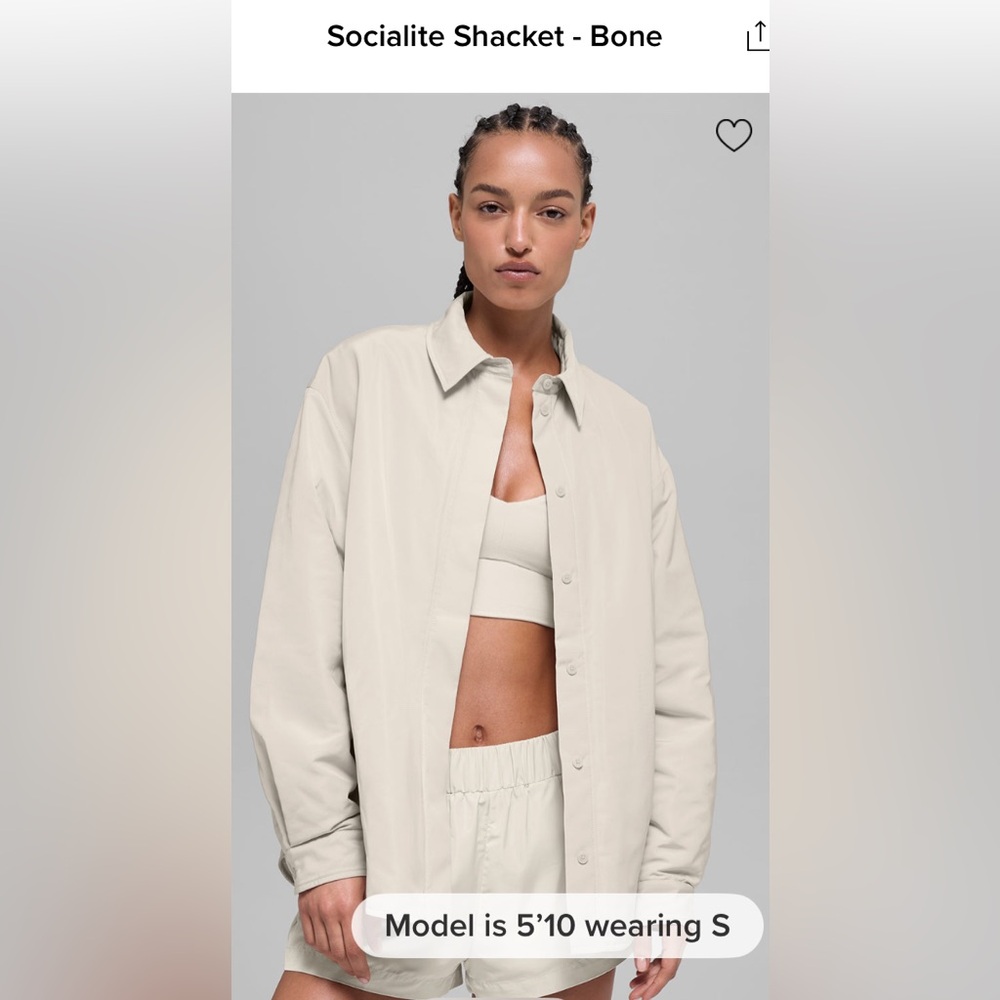 ALO Yoga SOCIALITE SHACKET BONE XS/OVERSIZED-BNWT CURRENT MSRP $198.00